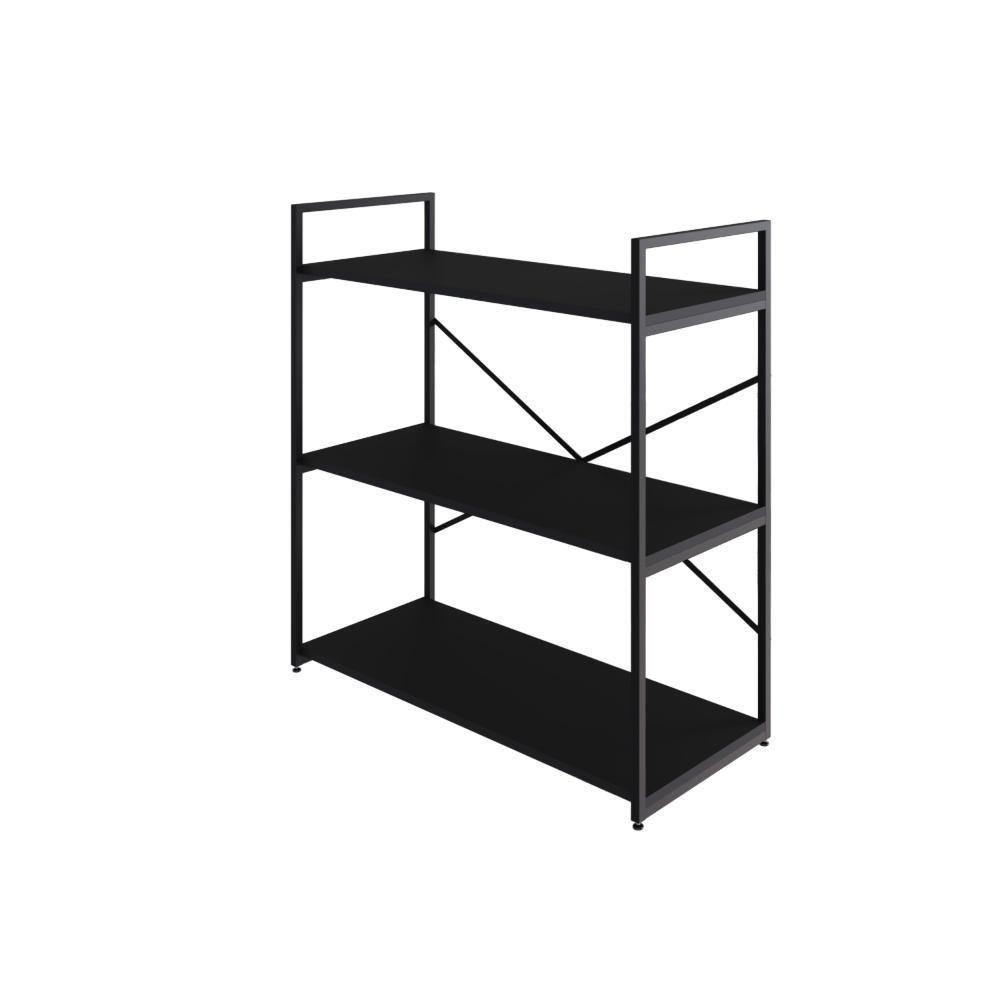 Estante C/03 Prateleiras 84x80x33cm Yon Preto Tx/est.preta Preto Tx/est.preta - 1