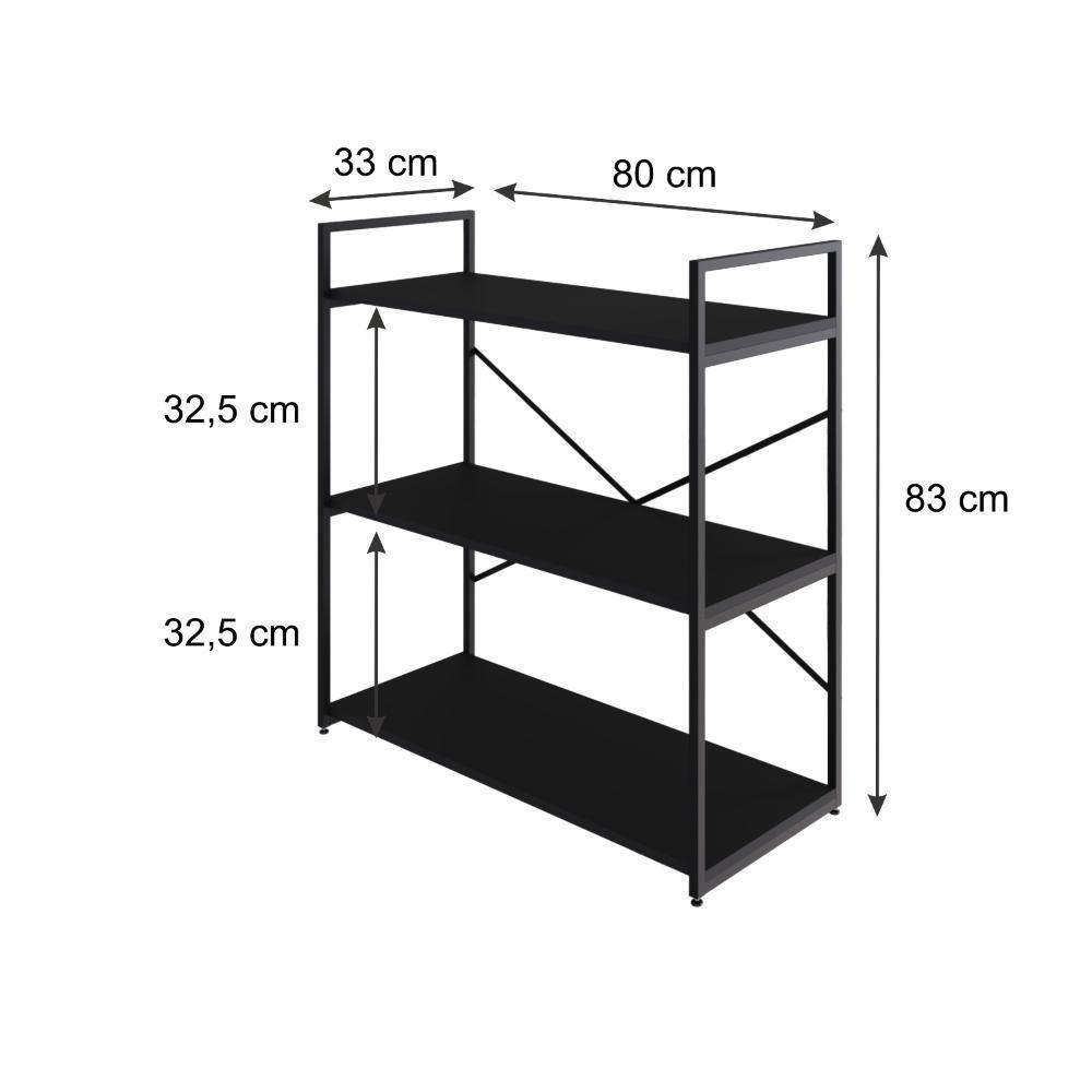 Estante C/03 Prateleiras 84x80x33cm Yon Preto Tx/est.preta Preto Tx/est.preta - 5