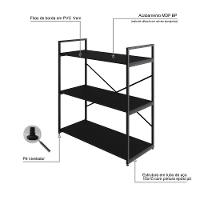 Estante C/03 Prateleiras 84x80x33cm Yon Preto Tx/est.preta Preto Tx/est.preta - 3