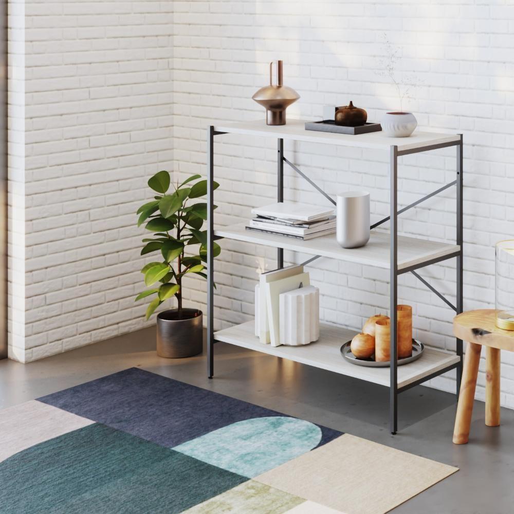 Estante C/03 Prateleiras 84x80x33cm Tub Tueh883 Snow - Est.preta Snow / Est.preta - 2