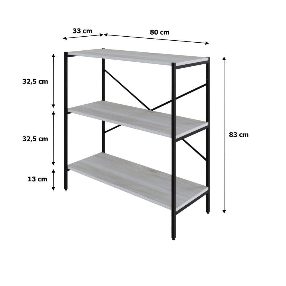 Estante C/03 Prateleiras 84x80x33cm Tub Tueh883 Snow - Est.preta Snow / Est.preta - 7