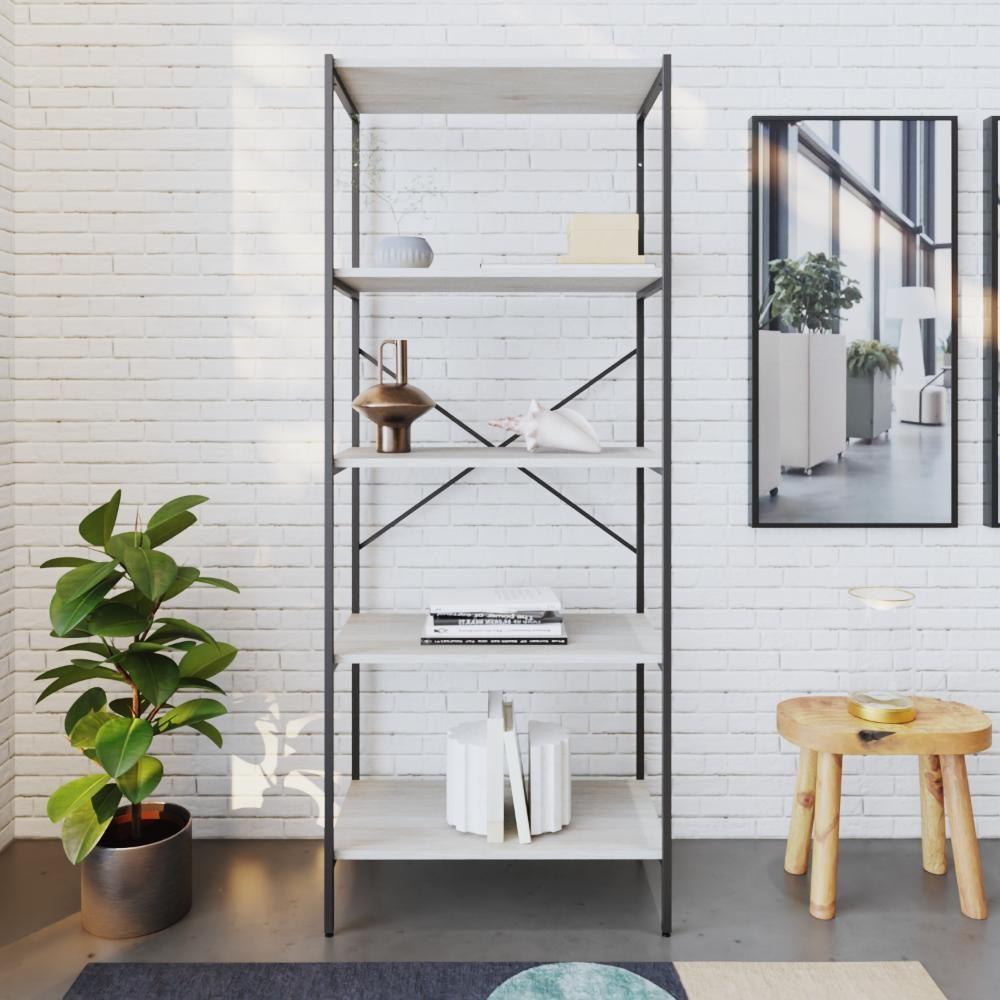 Estante C/05 Prateleiras 152x60x33cm Tub Tueh1565 Snow - Est.preta Snow / Est.preta - 7