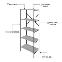 Estante C/05 Prateleiras 152x60x33cm Tub Tueh1565 Snow - Est.preta Snow / Est.preta - 6