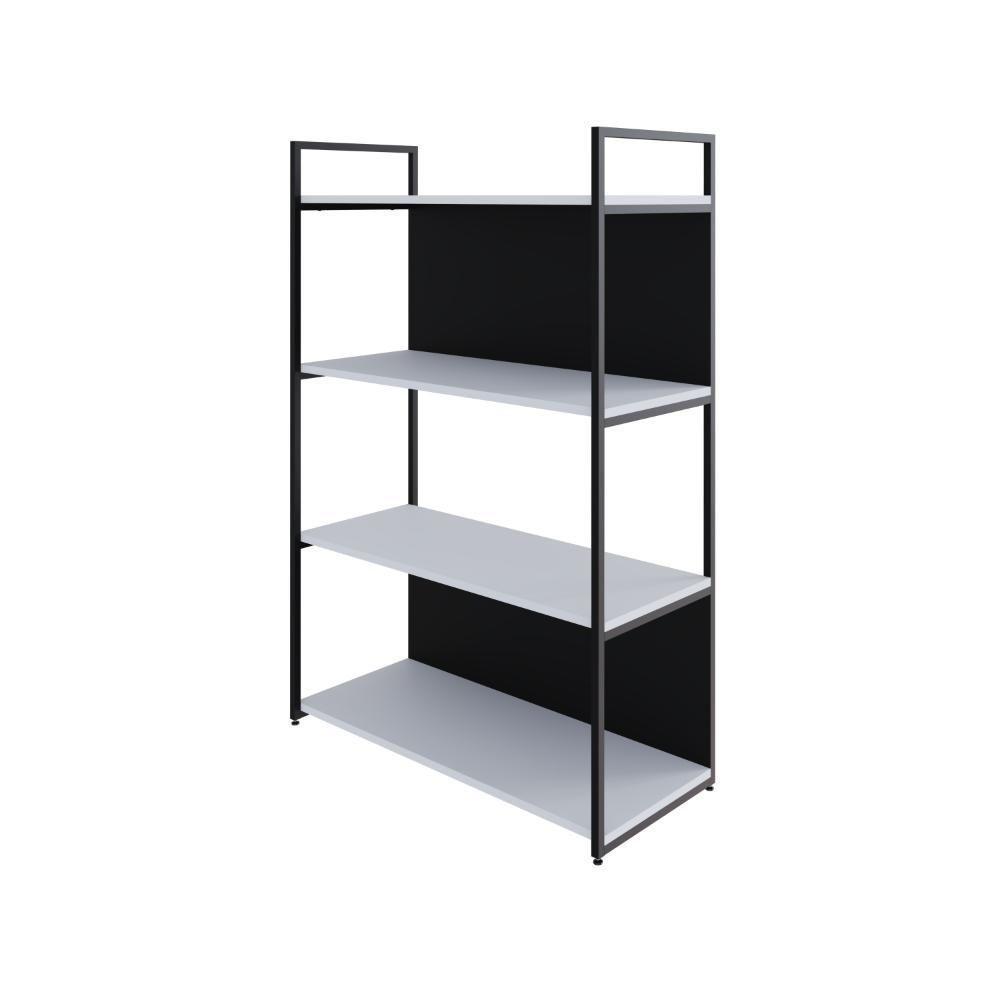 Estante C/04 Prateleiras 118x80x33cm C/fundo Yon Branco Tx/est.preta Branco Tx/est.preta - 1
