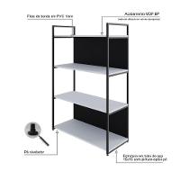 Estante C/04 Prateleiras 118x80x33cm C/fundo Yon Branco Tx/est.preta Branco Tx/est.preta - 3