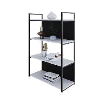 Estante C/04 Prateleiras 118x80x33cm C/fundo Yon Branco Tx/est.preta Branco Tx/est.preta