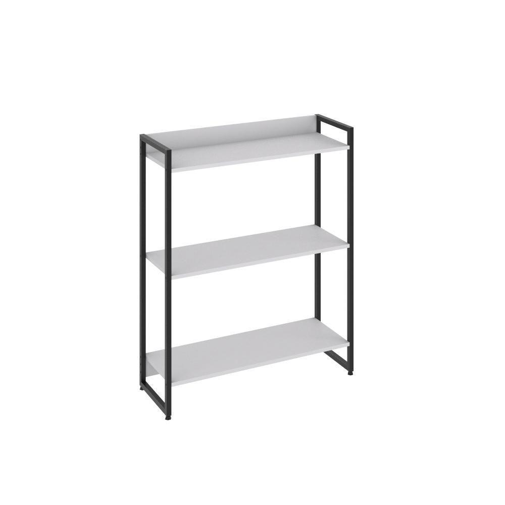 Estante Dynamica 80x30x104cm C/03 Prateleiras Branco Chess / Est.preta Branco Chess / Est.preta - 1