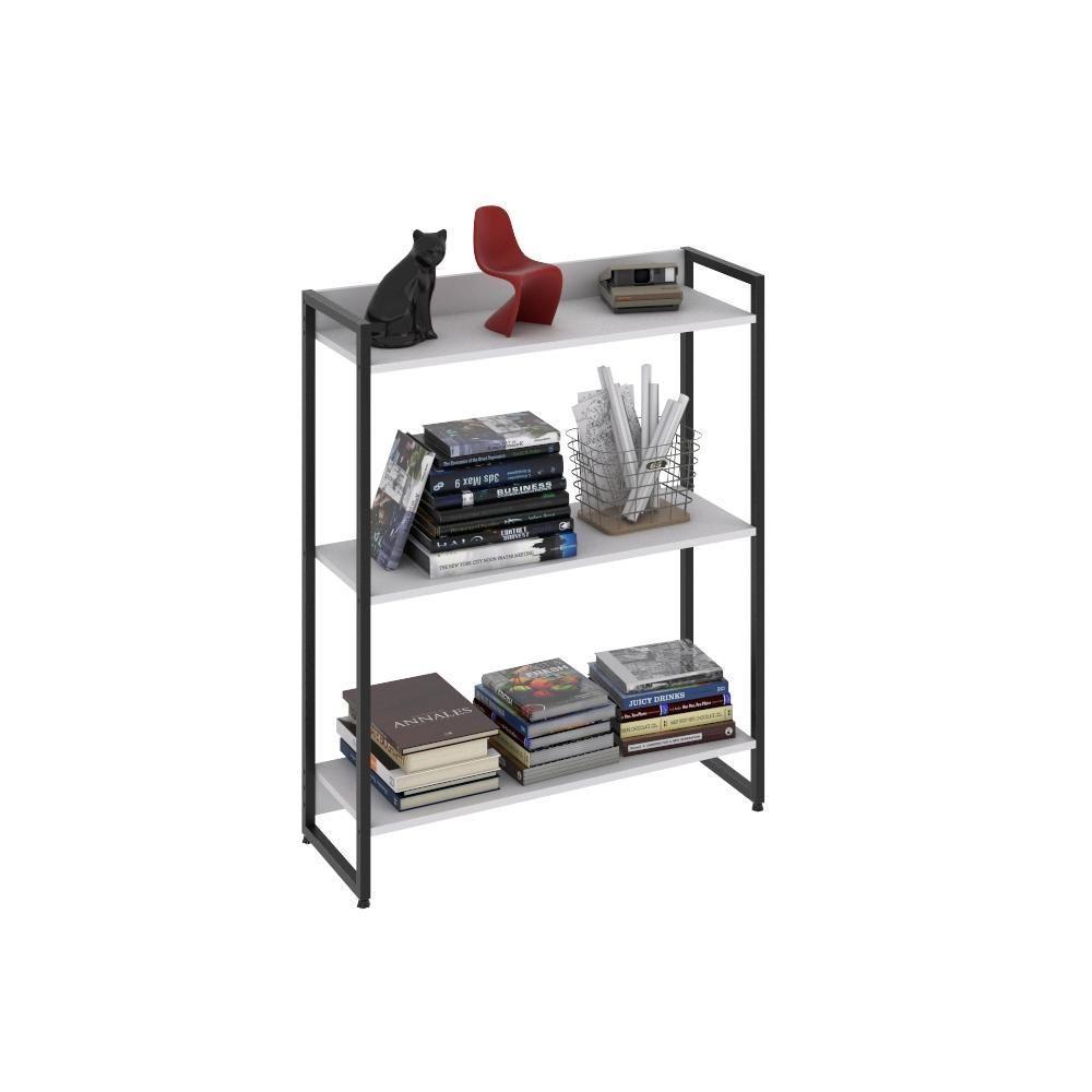 Estante Dynamica 80x30x104cm C/03 Prateleiras Branco Chess / Est.preta Branco Chess / Est.preta - 5