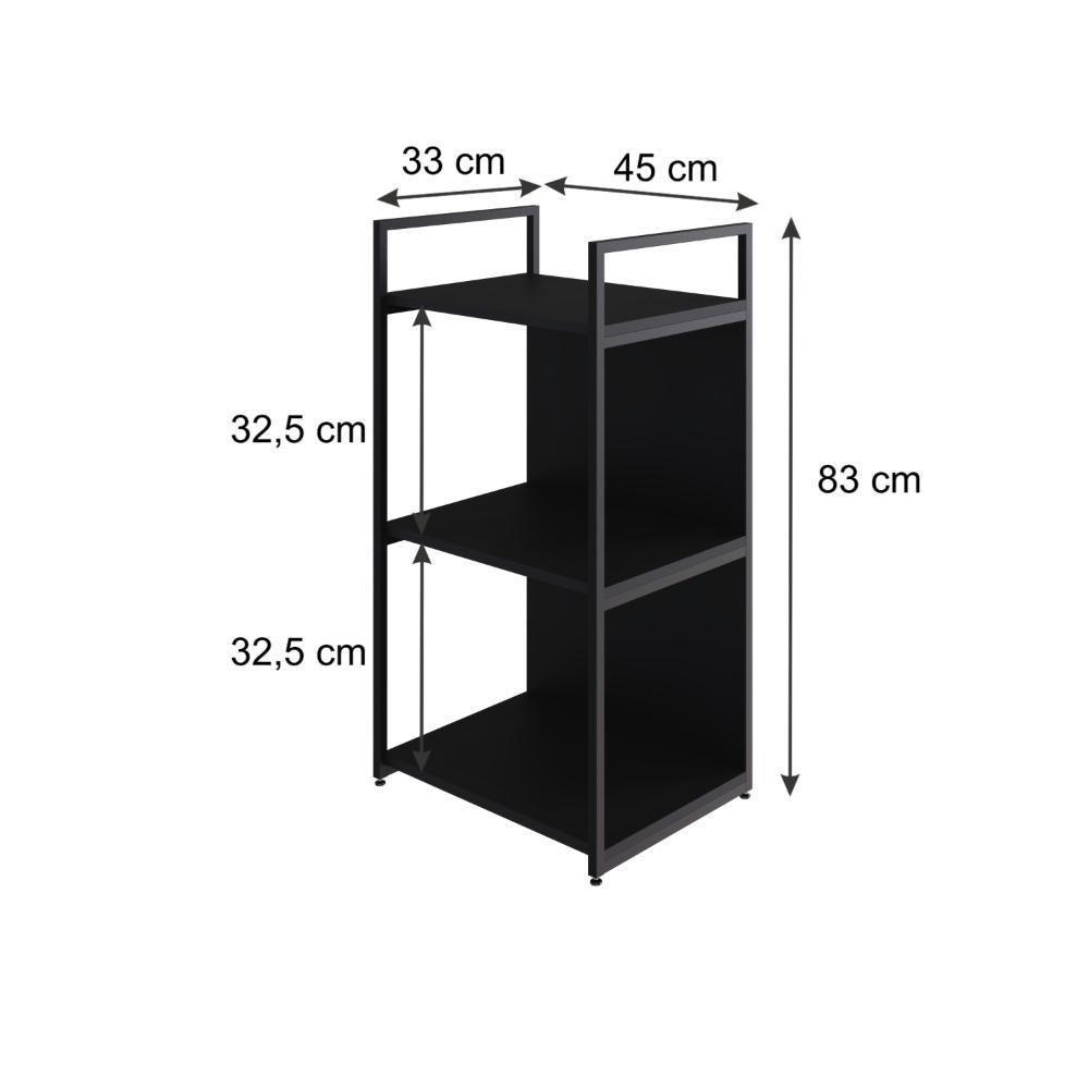 Estante C/03 Prateleiras 84x45x33cm C/fundo Yon Preto Tx/est.preta Preto Tx/est.preta - 5