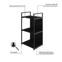Estante C/03 Prateleiras 84x45x33cm C/fundo Yon Preto Tx/est.preta Preto Tx/est.preta - 3