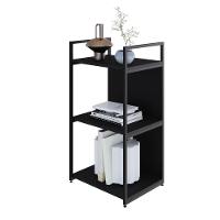 Estante C/03 Prateleiras 84x45x33cm C/fundo Yon Preto Tx/est.preta Preto Tx/est.preta