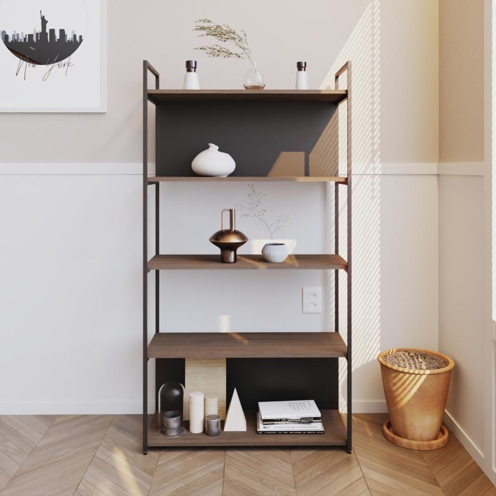 Estante C/05 Prateleiras 152x80x33cm C/fundo Yon Terracota/est.preta Terracota/est.preta - 2