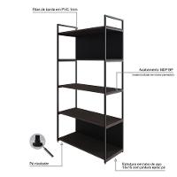 Estante C/05 Prateleiras 152x80x33cm C/fundo Yon Terracota/est.preta Terracota/est.preta - 3