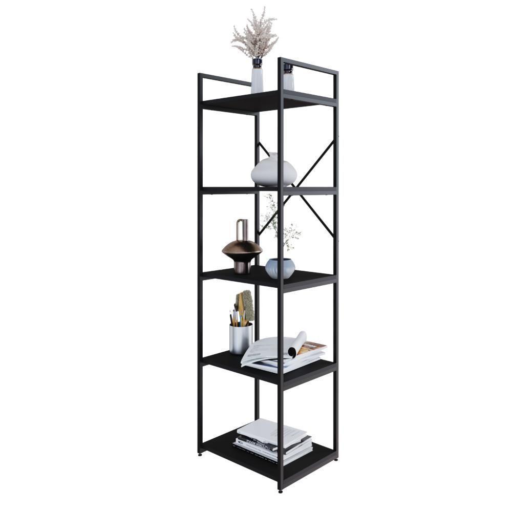 Estante C/05 Prateleiras 152x45x33cm Yon Preto Tx/est.preta Preto Tx/est.preta - 4
