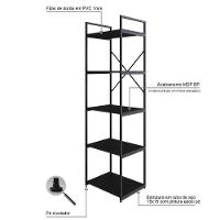 Estante C/05 Prateleiras 152x45x33cm Yon Preto Tx/est.preta Preto Tx/est.preta - 3