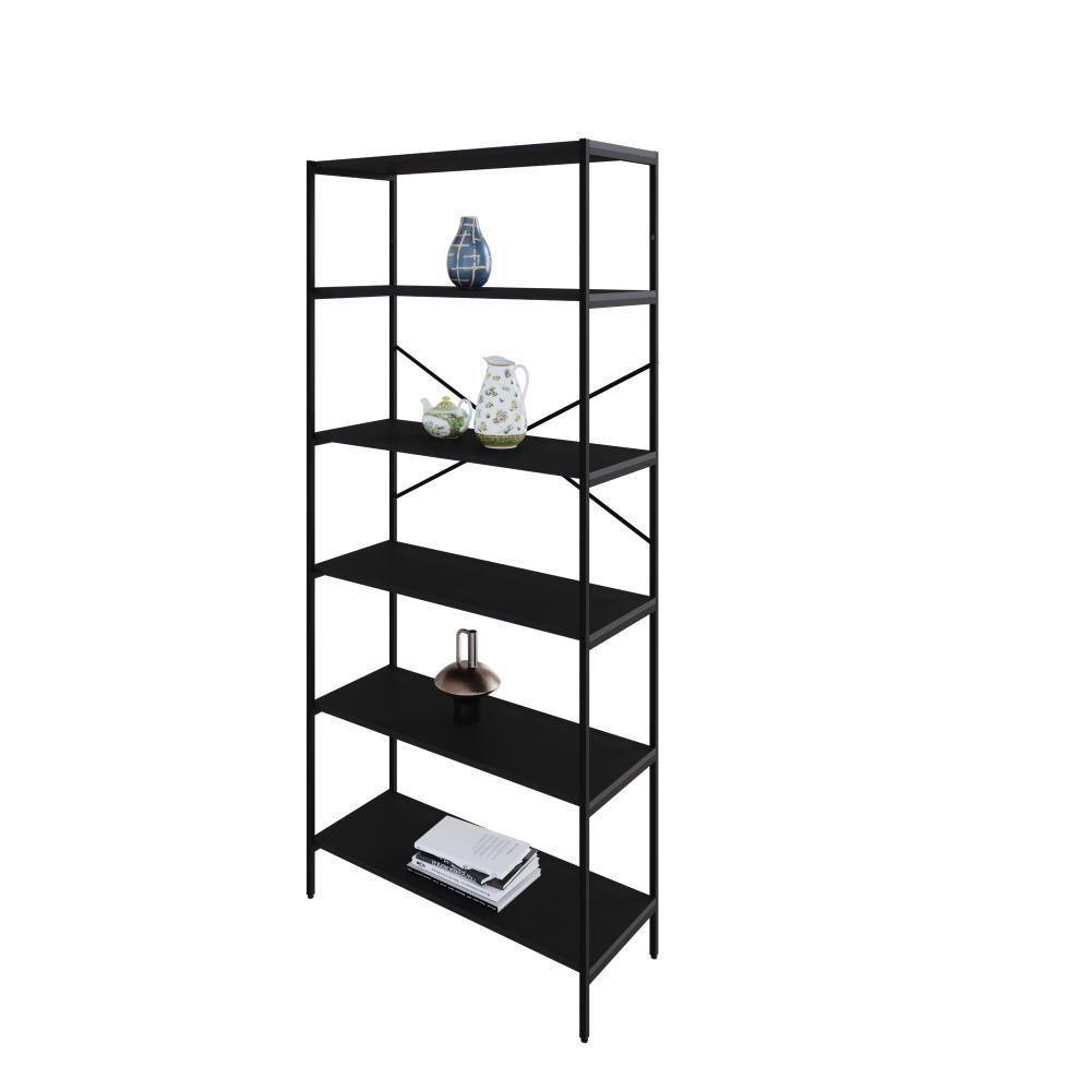 Estante C/06 Prateleiras 186x80x33cm Tub Tueh1886 Preto ônix - Est.preta Preto ônix / Est.preta - 5