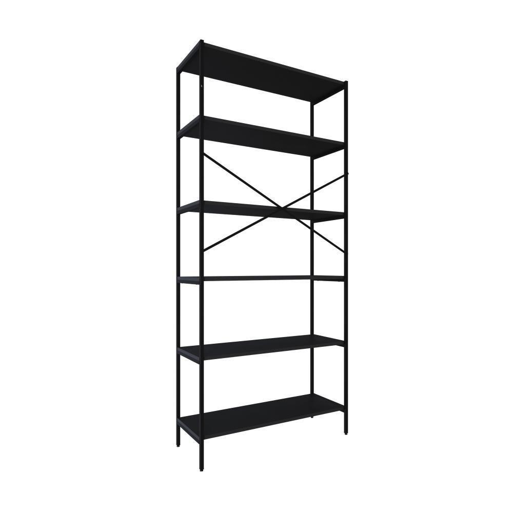 Estante C/06 Prateleiras 186x80x33cm Tub Tueh1886 Preto ônix - Est.preta Preto ônix / Est.preta - 6