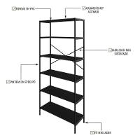 Estante C/06 Prateleiras 186x80x33cm Tub Tueh1886 Preto ônix - Est.preta Preto ônix / Est.preta - 3