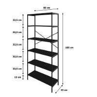 Estante C/06 Prateleiras 186x80x33cm Tub Tueh1886 Preto ônix - Est.preta Preto ônix / Est.preta - 7