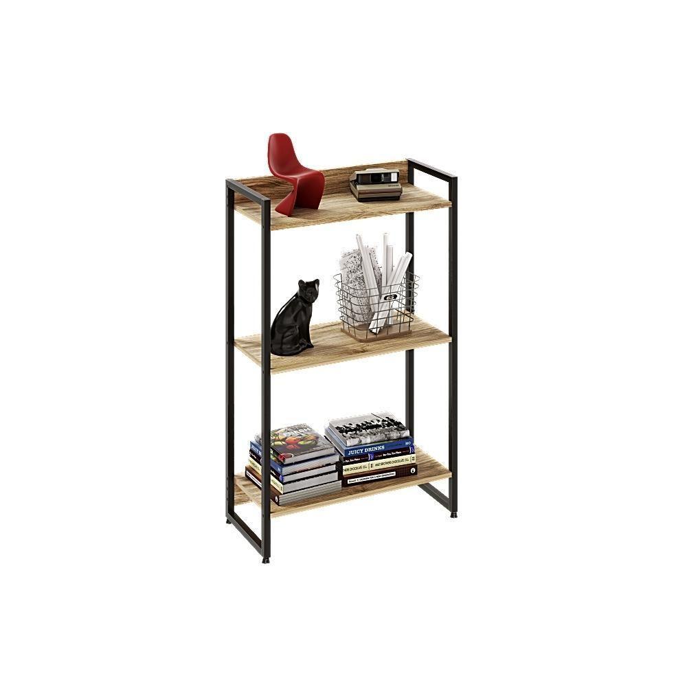 Estante Dynamica 60x30x104cm C/03 Prateleiras Carvalho / Est.preta Carvalho / Est.preta - 5