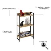 Estante Dynamica 60x30x104cm C/03 Prateleiras Carvalho / Est.preta Carvalho / Est.preta