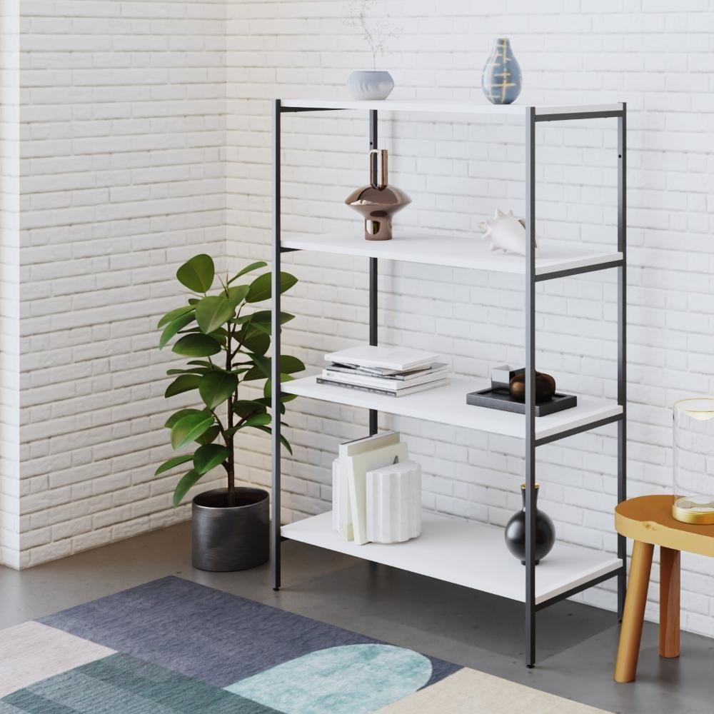 Estante C/04 Prateleiras 118x80x33cm Tub Tueh1184 Branco Chess - Est.preta Branco Chess / Est.preta - 2