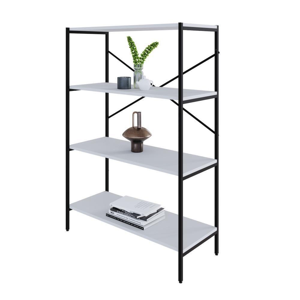 Estante C/04 Prateleiras 118x80x33cm Tub Tueh1184 Branco Chess - Est.preta Branco Chess / Est.preta - 5