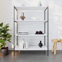 Estante C/04 Prateleiras 118x80x33cm Tub Tueh1184 Branco Chess - Est.preta Branco Chess / Est.preta