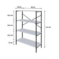 Estante C/04 Prateleiras 118x80x33cm Tub Tueh1184 Branco Chess - Est.preta Branco Chess / Est.preta - 7