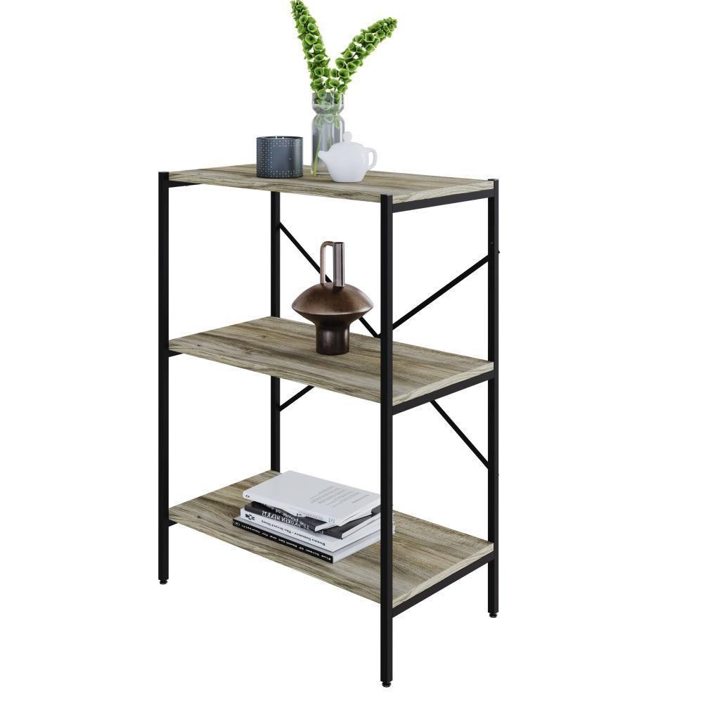 Estante C/03 Prateleiras 84x60x33cm Tub Tueh863 Carvalho - Est.preta Carvalho / Est.preta - 5