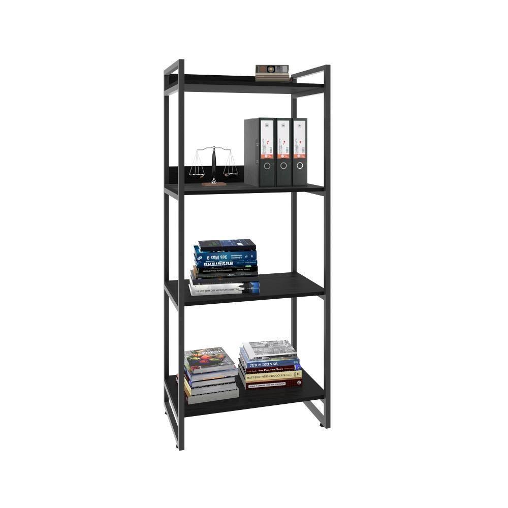 Estante Kuadra 60x40x146cm C/04 Prateleiras Preto ônix / Est.preta Preto ônix / Est.preta - 5