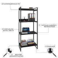 Estante Kuadra 60x40x146cm C/04 Prateleiras Preto ônix / Est.preta Preto ônix / Est.preta