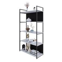 Estante C/05 Prateleiras 152x80x33cm C/fundo Yon Branco Tx/est.preta Branco Tx/est.preta