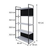 Estante C/05 Prateleiras 152x80x33cm C/fundo Yon Branco Tx/est.preta Branco Tx/est.preta - 5