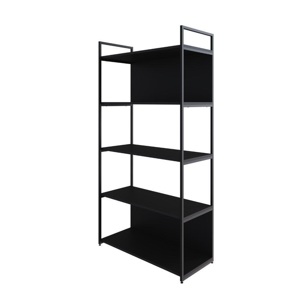 Estante C/05 Prateleiras 152x80x33cm C/fundo Yon Preto Tx/est.preta Preto Tx/est.preta - 1