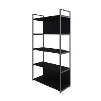 Estante C/05 Prateleiras 152x80x33cm C/fundo Yon Preto Tx/est.preta Preto Tx/est.preta - 1