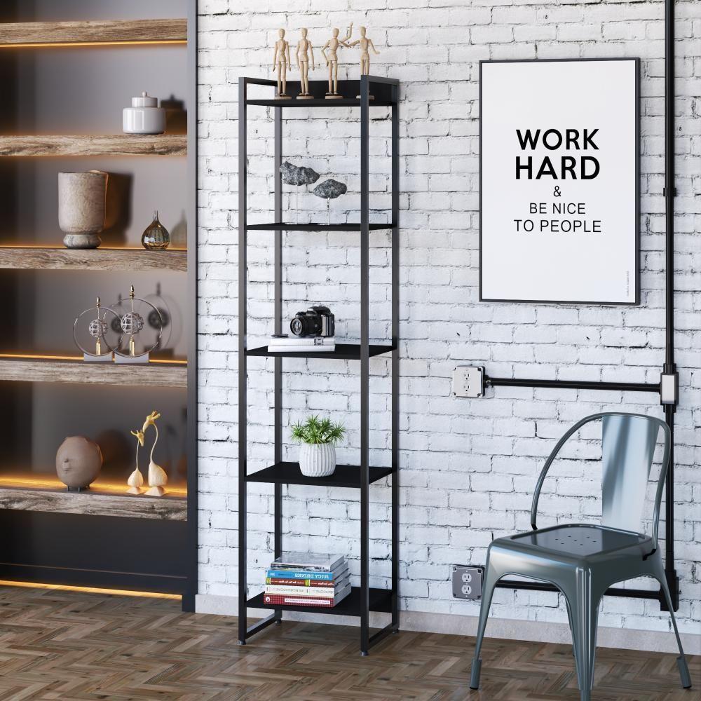 Estante Dynamica 45x30x187cm C/05 Prateleiras Preto ônix / Est.preta Preto ônix / Est.preta - 2
