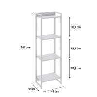 Estante Dynamica 45x30x146cm C/04 Prateleiras Branco Chess / Est.branca Branco Chess / Est.branca - 5