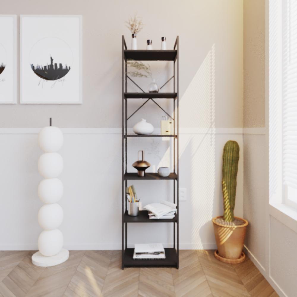 Estante Alta C/06 Prateleiras 185x45x33cm Yon Preto Tx/est.preta Preto Tx/est.preta - 2