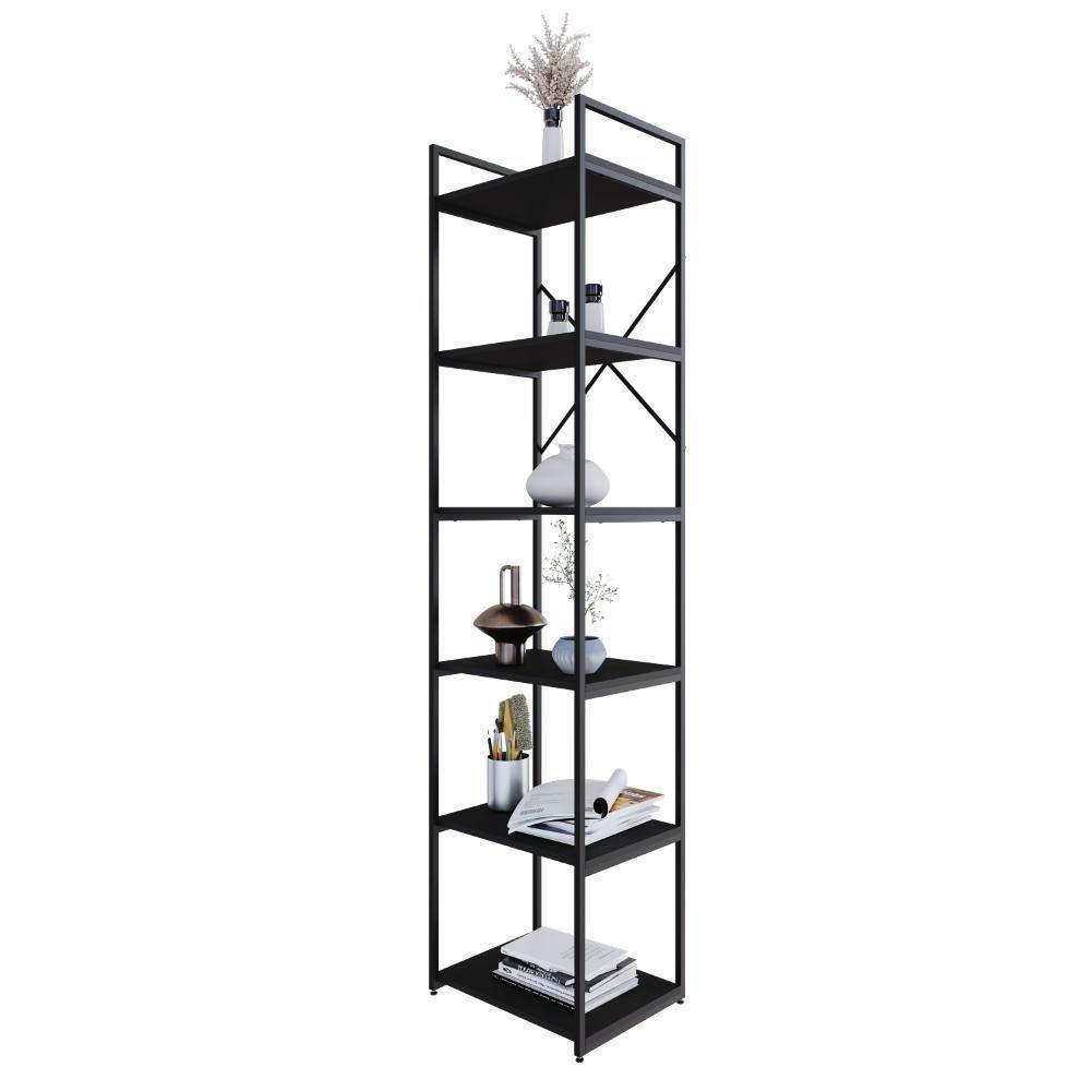 Estante Alta C/06 Prateleiras 185x45x33cm Yon Preto Tx/est.preta Preto Tx/est.preta - 4