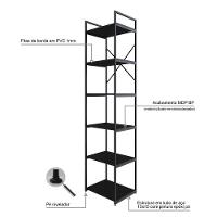 Estante Alta C/06 Prateleiras 185x45x33cm Yon Preto Tx/est.preta Preto Tx/est.preta - 3