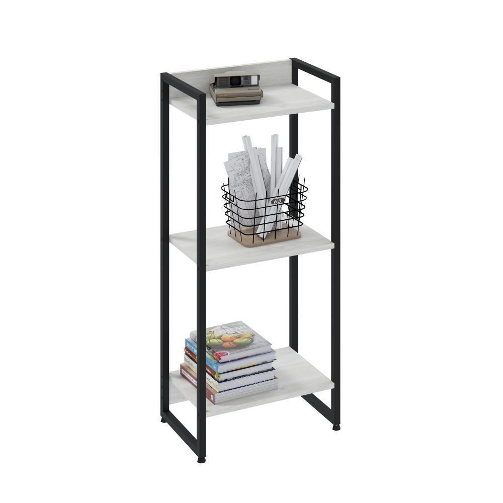 Estante Dynamica 45x30x104cm C/03 Prateleiras Snow / Est.preta Snow / Est.preta - 4
