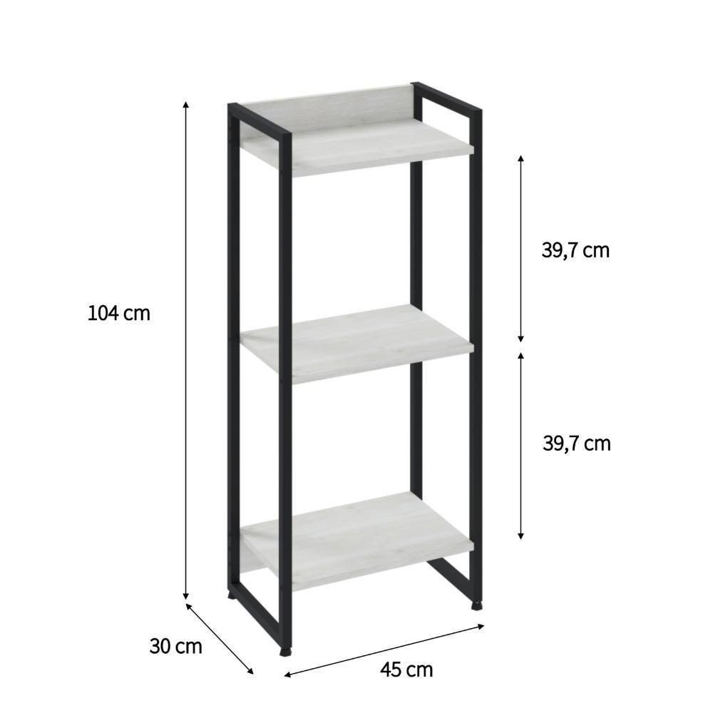 Estante Dynamica 45x30x104cm C/03 Prateleiras Snow / Est.preta Snow / Est.preta - 5