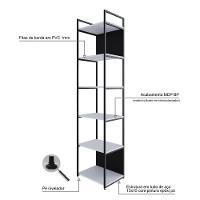 Estante Alta C/06 Prateleiras 185x45x33cm C/fundo Yon Branco Tx/est.preta Branco Tx/est.preta - 3