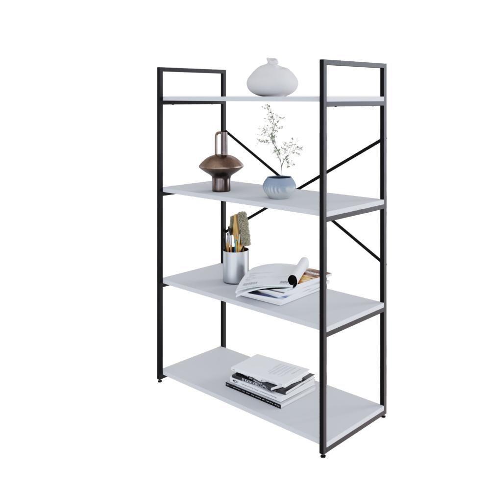 Estante C/04 Prateleiras 118x80x33cm Yon Branco Tx/est.preta Branco Tx/est.preta - 4