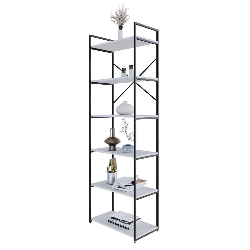 Estante Alta C/06 Prateleiras 185x60x33cm Yon Branco Tx/est.preta Branco Tx/est.preta - 2