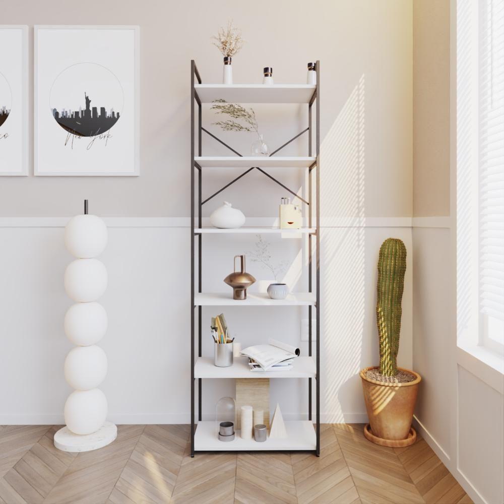Estante Alta C/06 Prateleiras 185x60x33cm Yon Branco Tx/est.preta Branco Tx/est.preta - 4