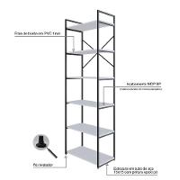 Estante Alta C/06 Prateleiras 185x60x33cm Yon Branco Tx/est.preta Branco Tx/est.preta - 5