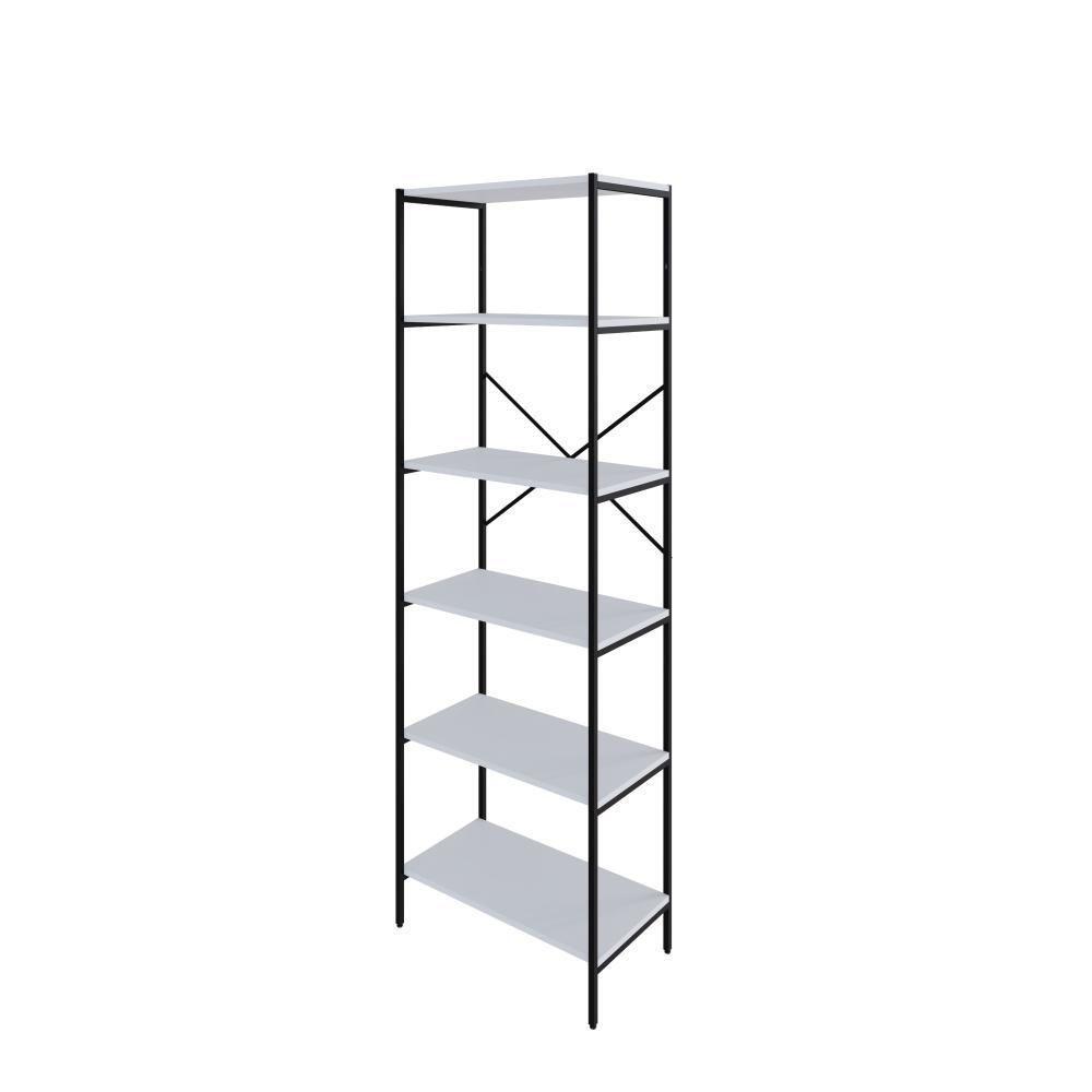 Estante C/06 Prateleiras 186x60x33cm Tub Tueh1866 Branco Chess - Est.preta Branco Chess / Est.preta - 1