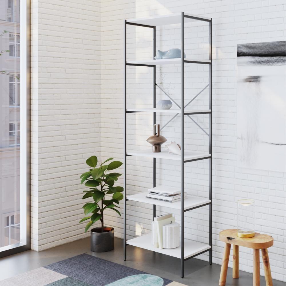 Estante C/06 Prateleiras 186x60x33cm Tub Tueh1866 Branco Chess - Est.preta Branco Chess / Est.preta - 2